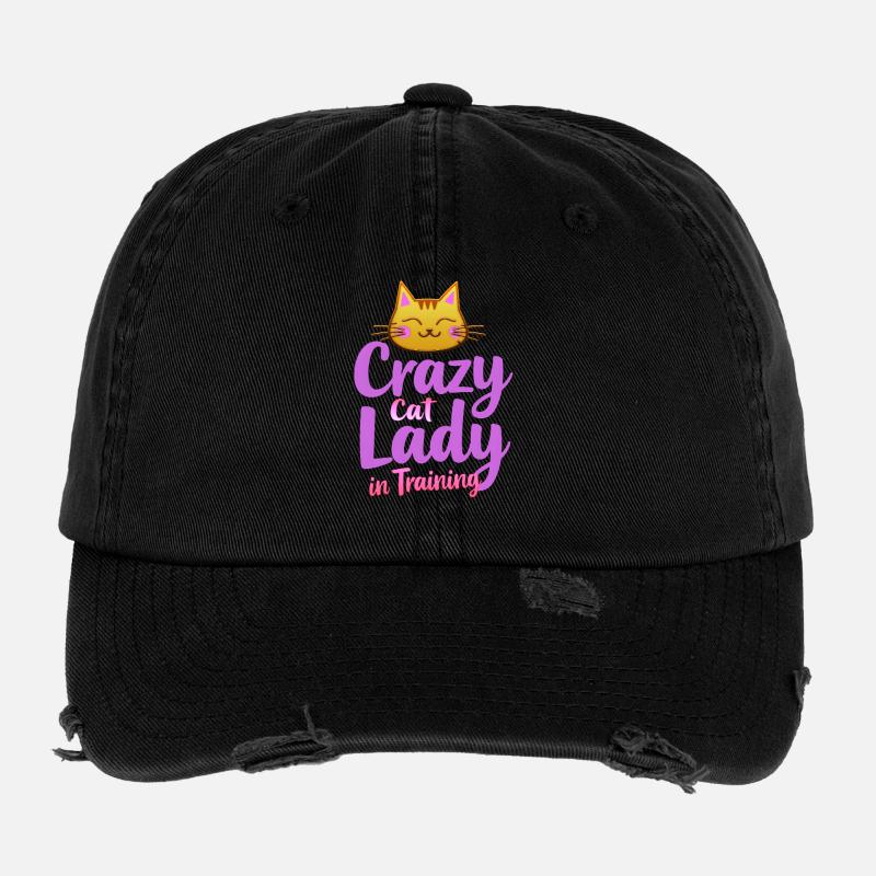 Dame folle des Chats - Crazy Cat Lady Casquette vintage effet usé Flexfit