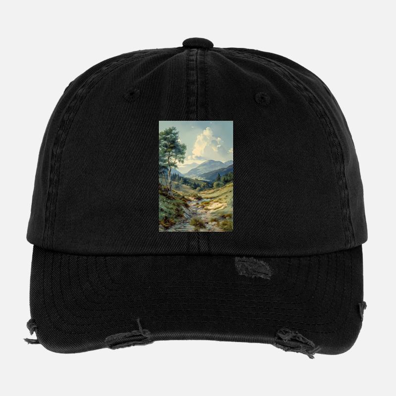 Poster Illustration Paysage de Nature Casquette vintage effet usé Flexfit