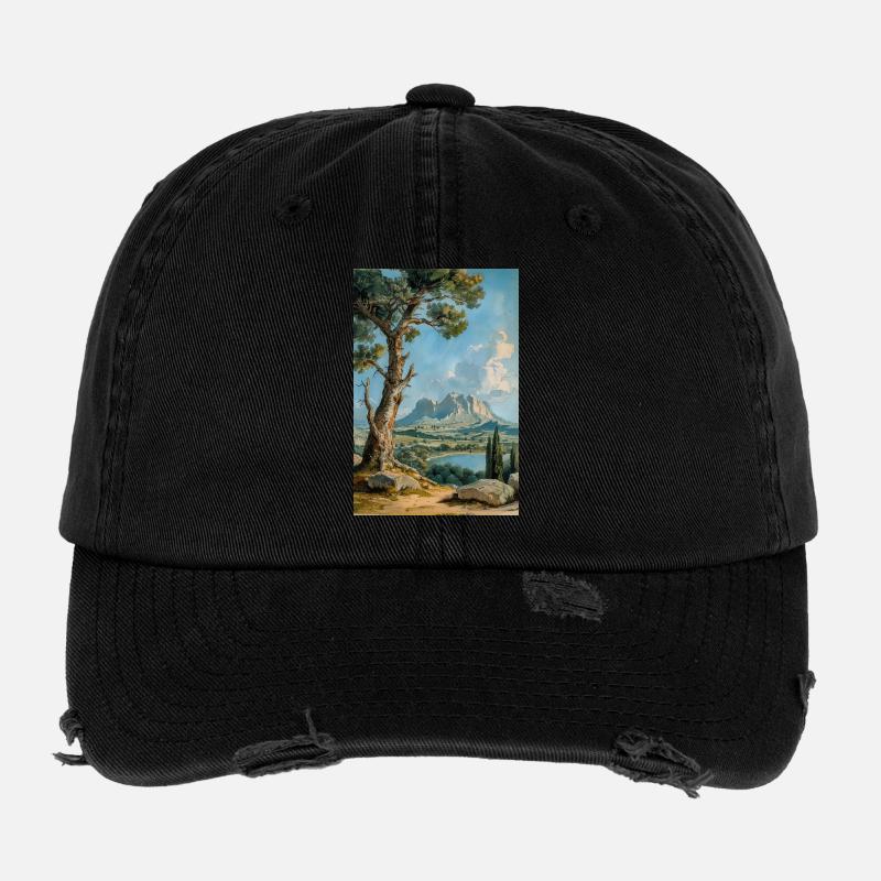 Poster Illustration Paysage de Nature Casquette vintage effet usé Flexfit