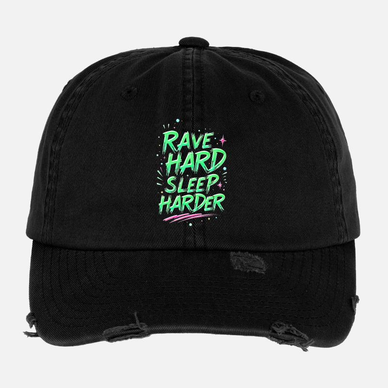 Motivational Lighting Rave Neon Flexfit Vintage Destroyed Cap