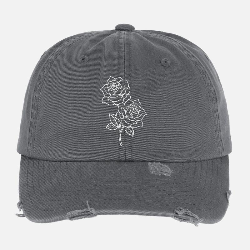 Roses - Flowers - Blossoms - Saying Flexfit Vintage Destroyed Cap