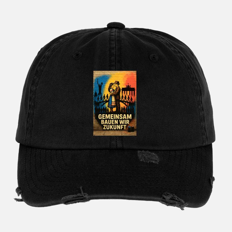 Building bridges together Ukraine / Germany Flexfit Vintage Destroyed Cap