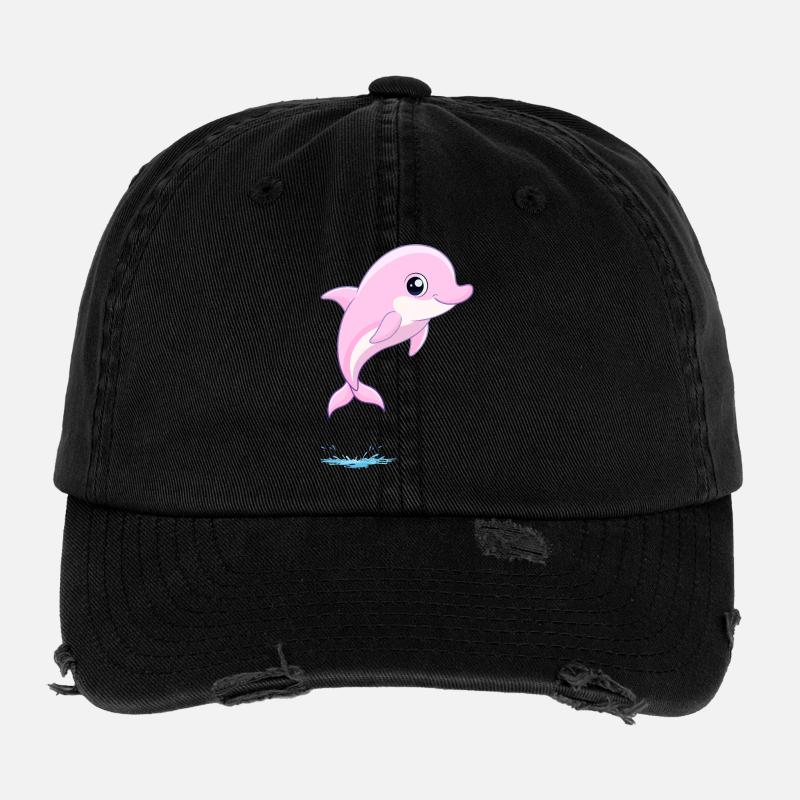 Bébé dauphin rose sautant hors de l'eau Casquette vintage effet usé Flexfit