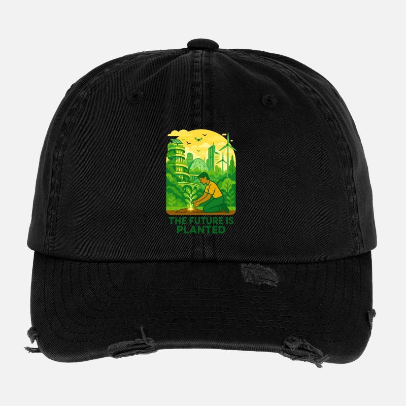 Racines solarpunk Casquette vintage effet usé Flexfit