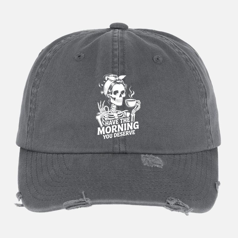 Coffee Kick Skeleton Rituel du matin Casquette vintage effet usé Flexfit