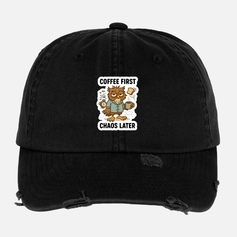 Café Premier Hibou - Casquette vintage effet usé Flexfit - noir