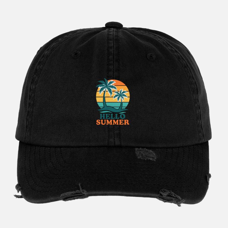 Strand mit Palmen und Sonnenuntergang Flexfit Vintage Destroyed Cap