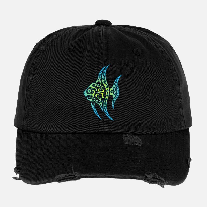 Poisson tropical bleu Casquette vintage effet usé Flexfit
