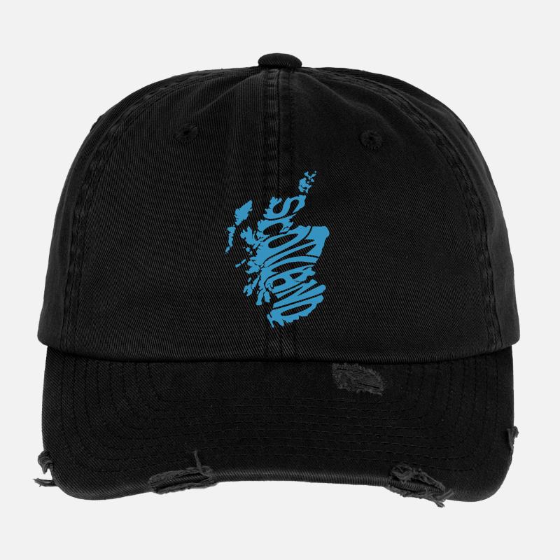 Graphique de la carte de l’Écosse Casquette vintage effet usé Flexfit