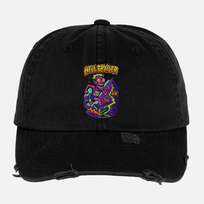 Hell Trailer Adventure Theme Flexfit Vintage Destroyed Cap