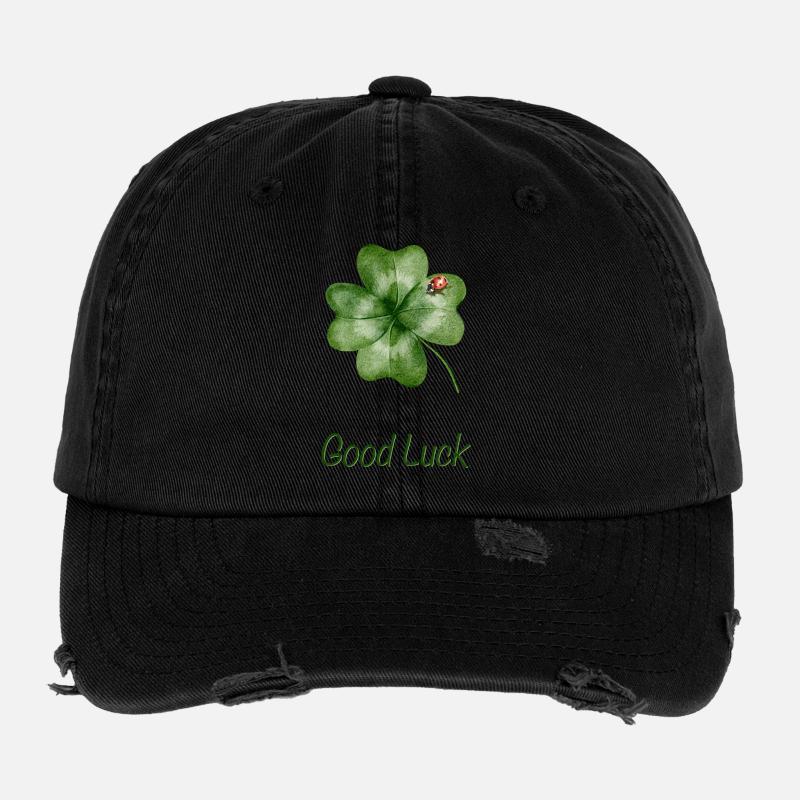 Good Luck – Shamrock with Ladybug Flexfit Vintage Destroyed Cap