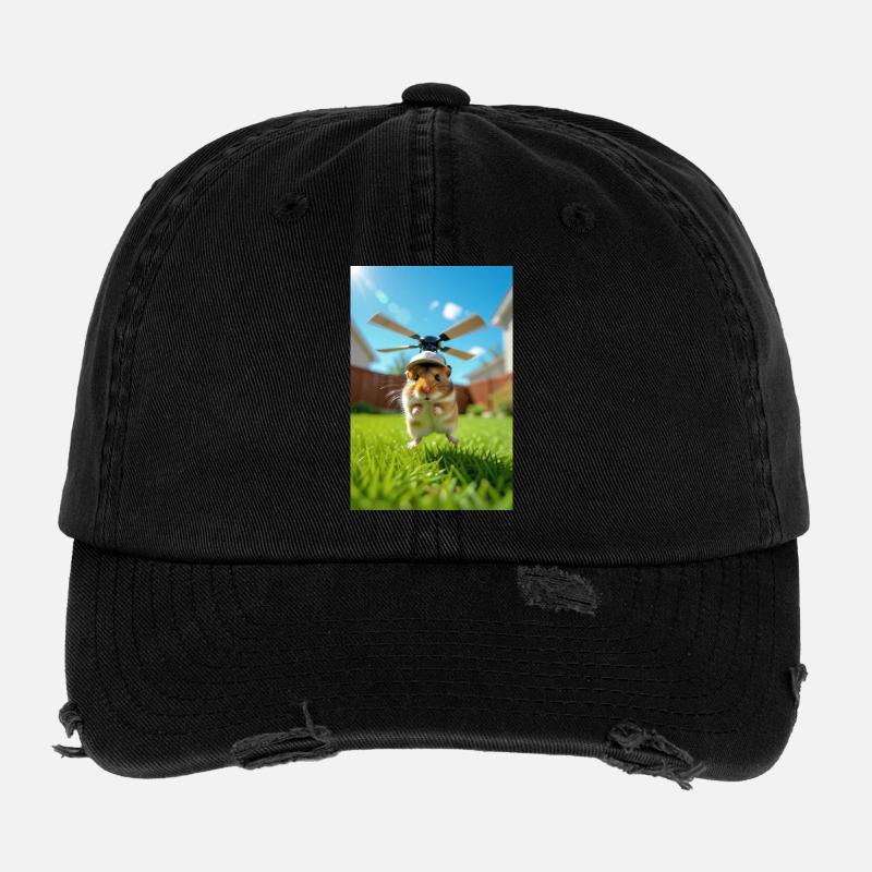 Hamster pilote sous hélicoptère Casquette vintage effet usé Flexfit