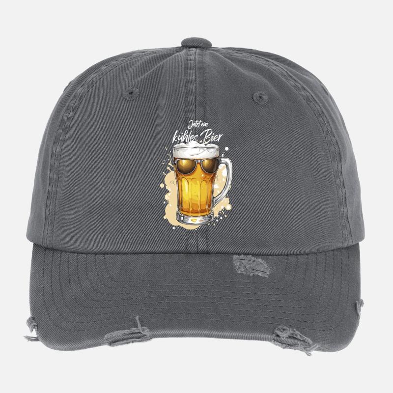 Bier mit Sonnenbrille kühles Bierchen Bierparty Flexfit Vintage Destroyed Cap