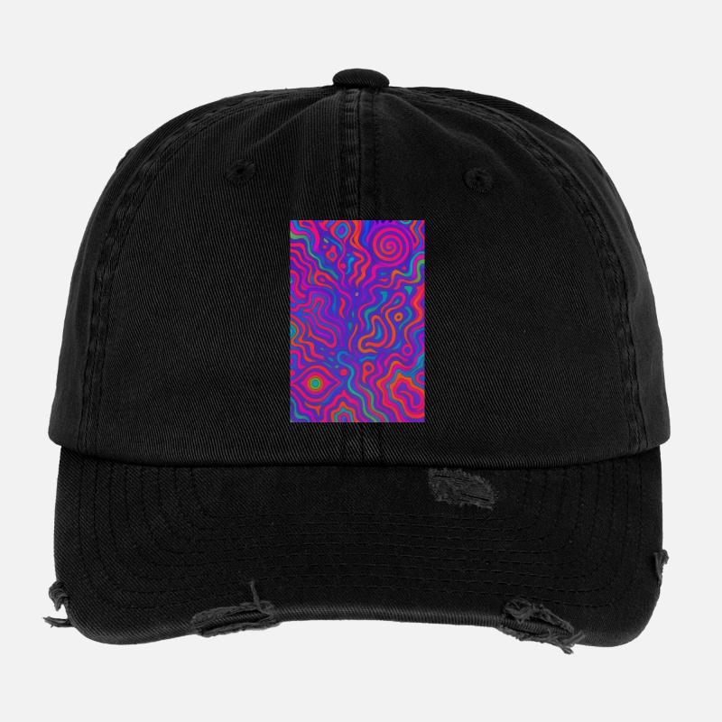 Lebendige Psychedelic Linien Flexfit Vintage Destroyed Cap