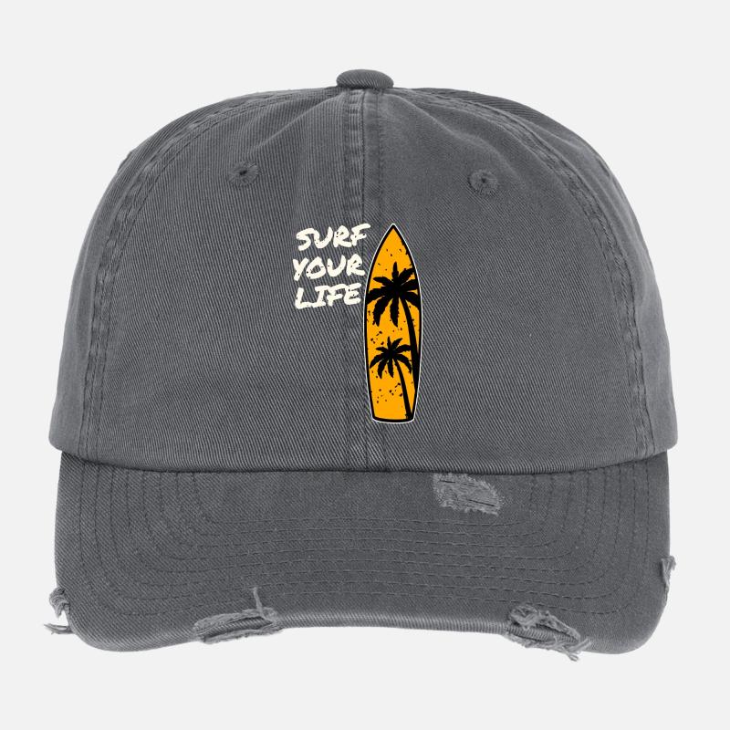 Devise de la vie de surfeur Casquette vintage effet usé Flexfit