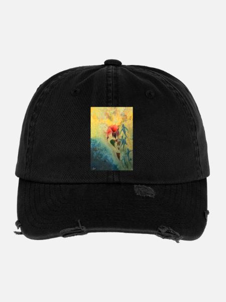 Scène florale abstraite - Casquette vintage effet usé Flexfit - noir - Devant