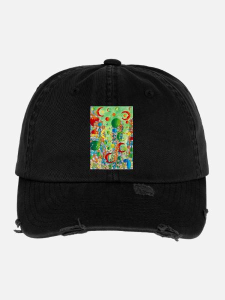 Ville flottante colorée - Casquette vintage effet usé Flexfit - noir - Devant