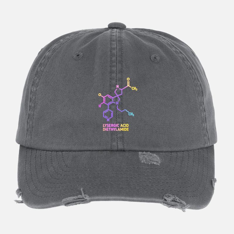 Psychedelic Molecular Art LSD Flexfit Vintage Destroyed Cap