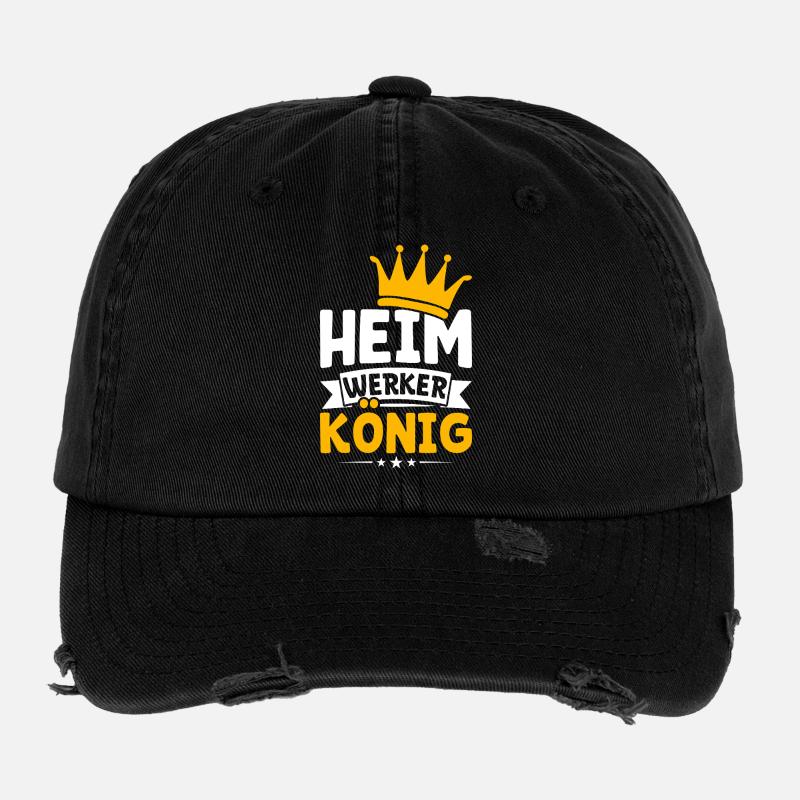 Home Improvement King – Funny Craftsman Design - Flexfit Vintage Destroyed Cap - black