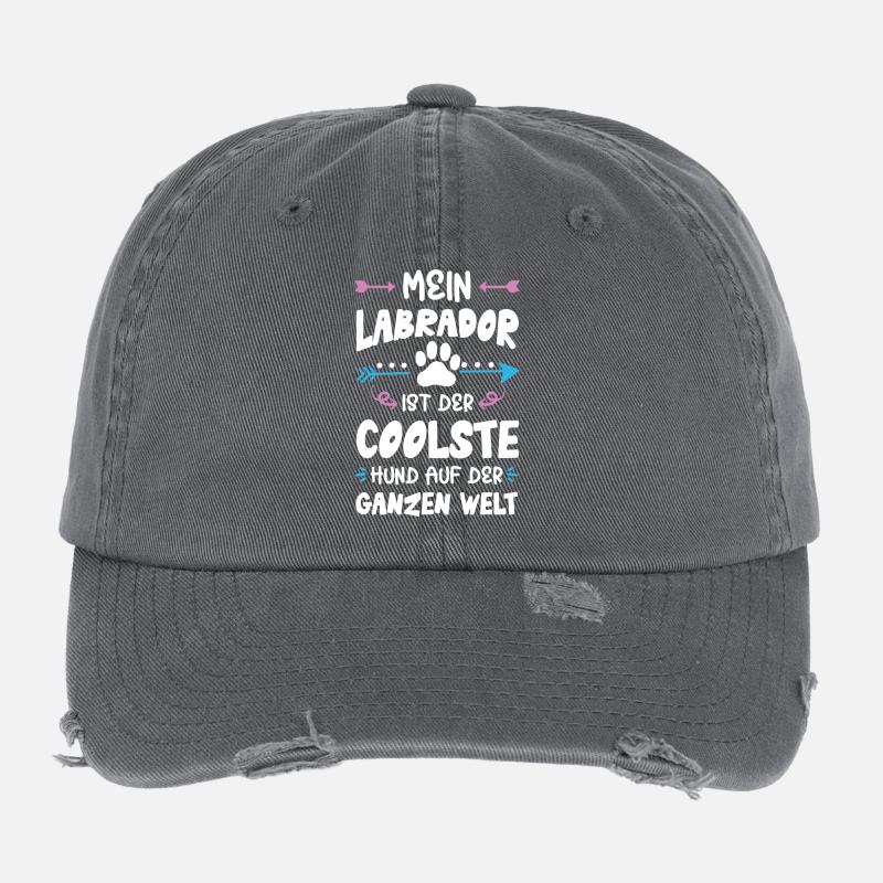 labrador hund spruch Flexfit Vintage Destroyed Cap
