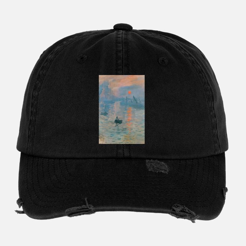 Impressionist Seascape Sunset Flexfit Vintage Destroyed Cap