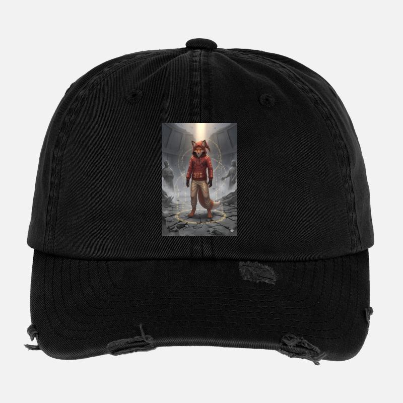 Sweat à capuche Rune Fox dans le style Ruin Casquette vintage effet usé Flexfit