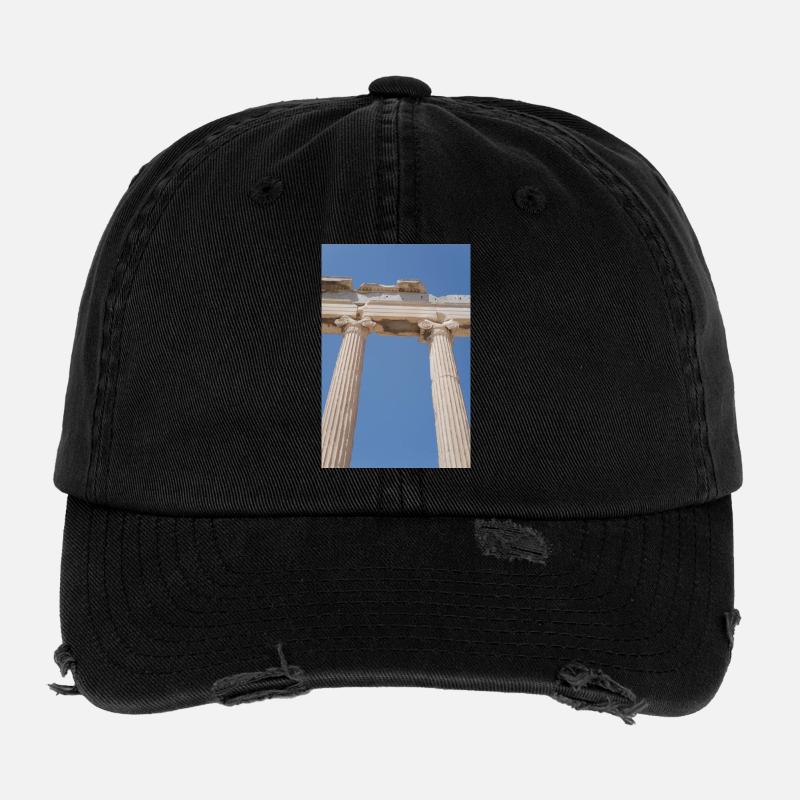 Antike Säulen unter blauem Himmel, Akropolis  Flexfit Vintage Destroyed Cap