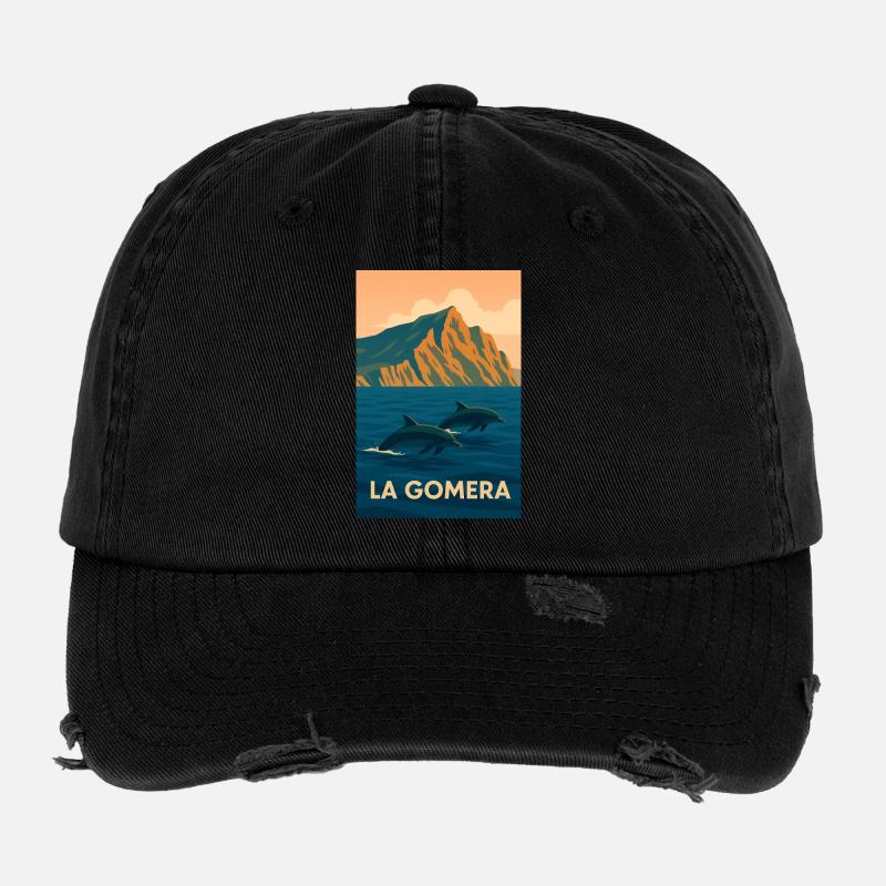 La Gomera Dolphins - Flexfit Vintage Destroyed Cap - black