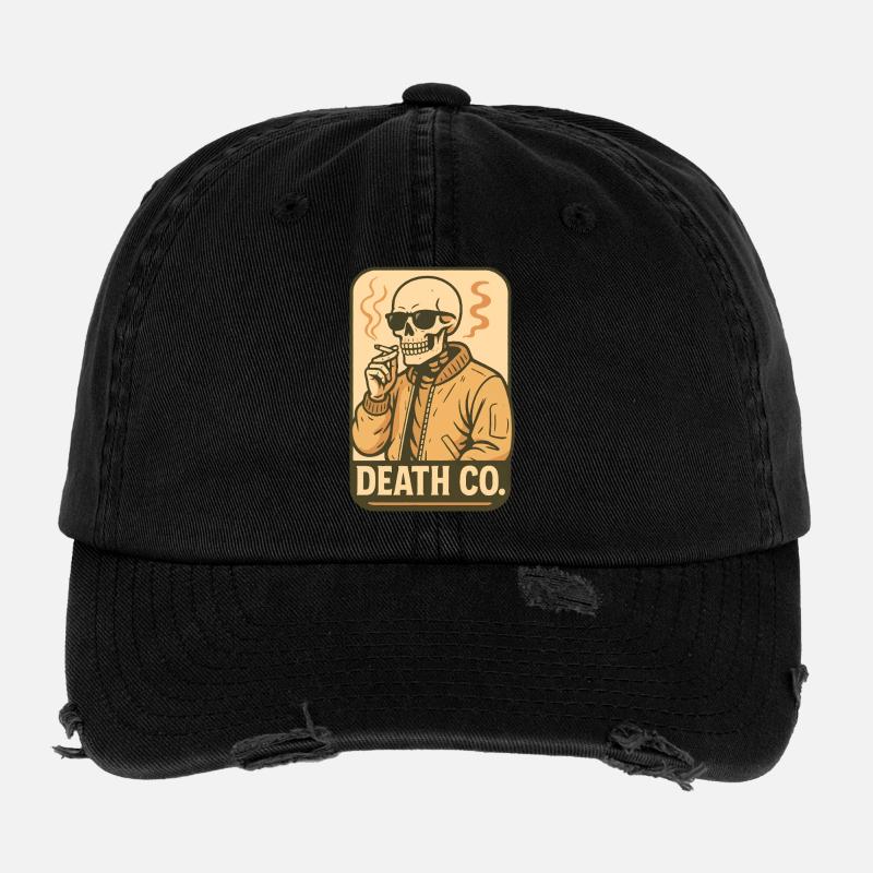 Skeleton Smoking in Bomber Jacket Flexfit Vintage Destroyed Cap
