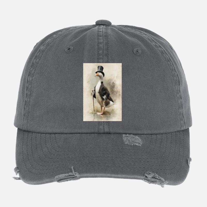 Gentleman Gans mit Zylinder Flexfit Vintage Destroyed Cap