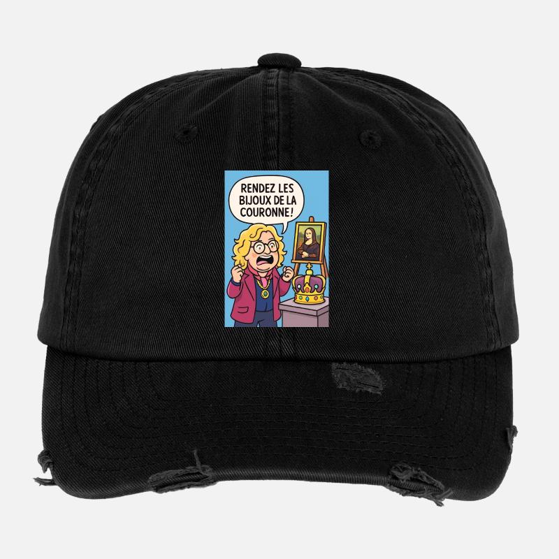 Caricature Vol du Louvre Pierre jean. Casquette vintage effet usé Flexfit