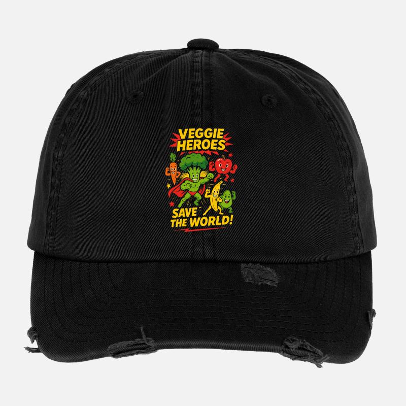 Veggie Heroes for Vegans, Vegetarians Food Lovers Flexfit Vintage Destroyed Cap