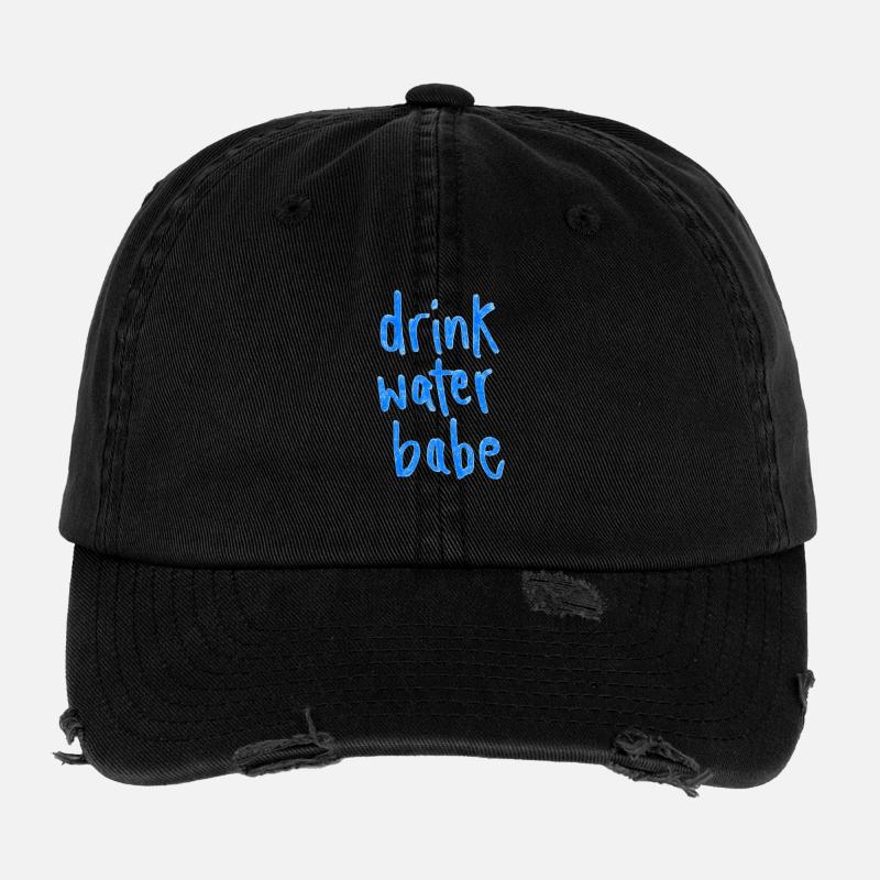 Drink Water Babe – Motivierende Hydration Letterin Flexfit Vintage Destroyed Cap