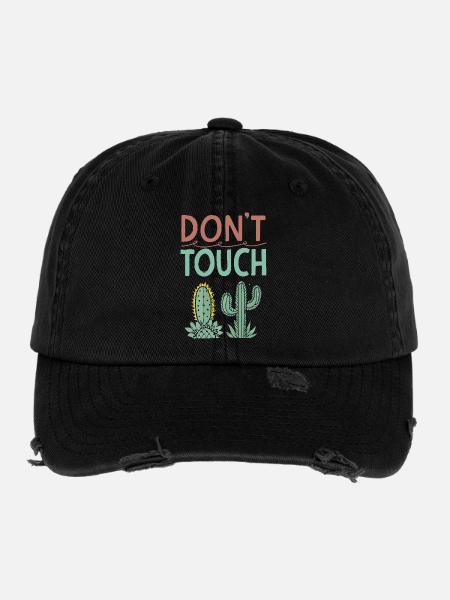 Ne Pas Toucher Cactus - Casquette vintage effet usé Flexfit - noir - Devant
