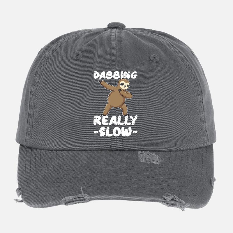 Dabbing Really Slow Sloth Flexfit Vintage Destroyed Cap