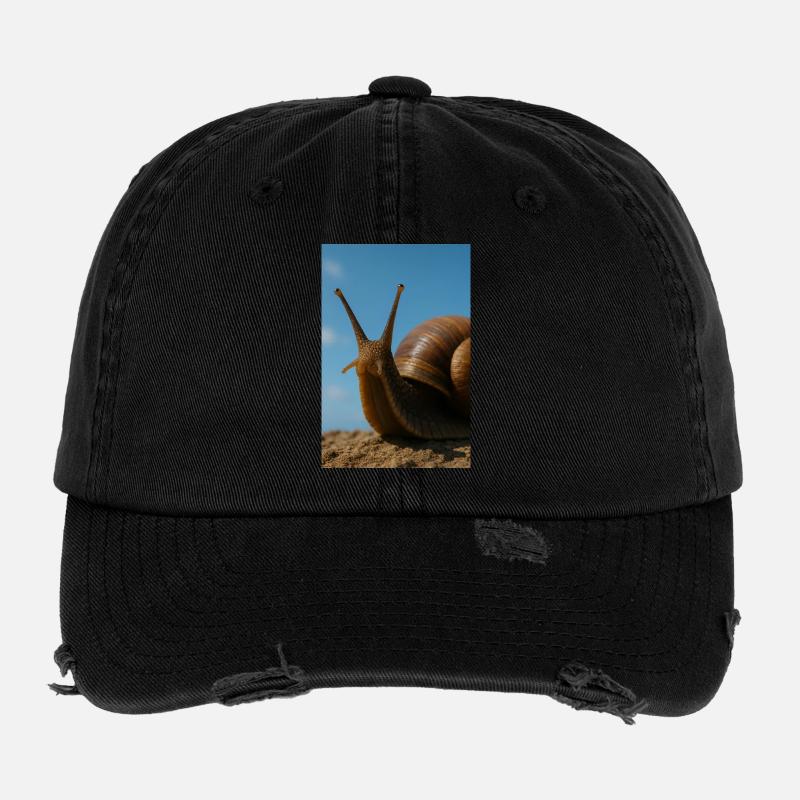Snail on beach background Flexfit Vintage Destroyed Cap