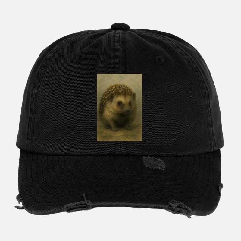 Vintage Hedgehog Portrait Flexfit Vintage Destroyed Cap