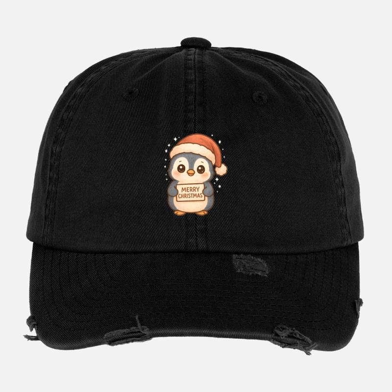 Salutations de Noël du Pingouin des Neiges Casquette vintage effet usé Flexfit