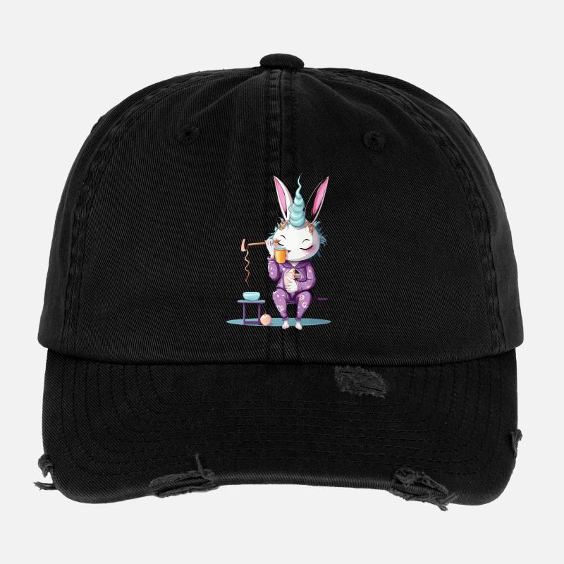 Unicorn in Pyjamas Coffee Magic Flexfit Vintage Destroyed Cap
