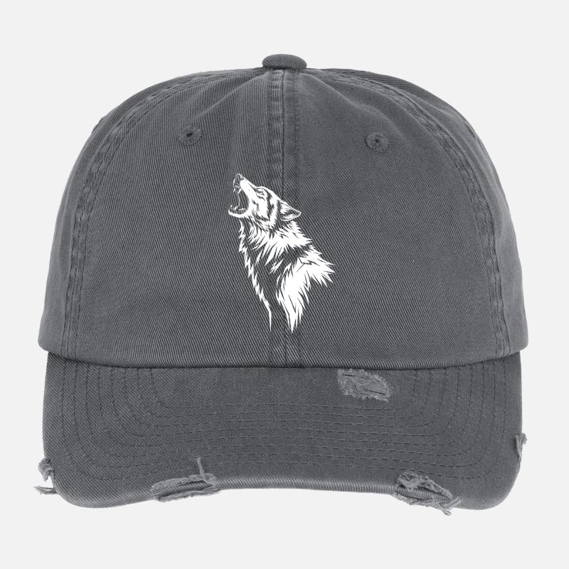 Loup Hurlant en Silhouette Casquette vintage effet usé Flexfit