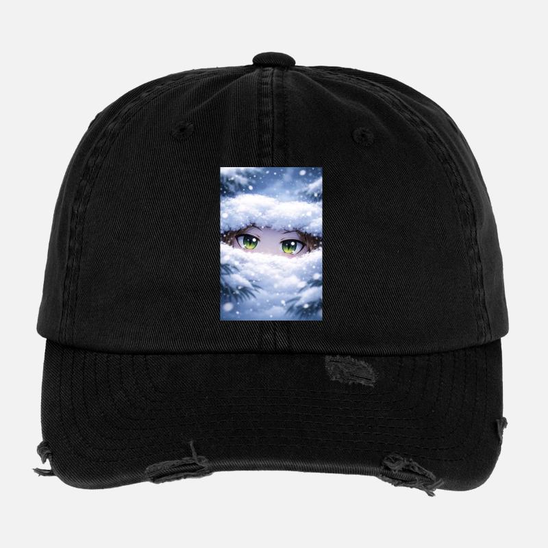 Animeaugen im Schneegestöber Flexfit Vintage Destroyed Cap
