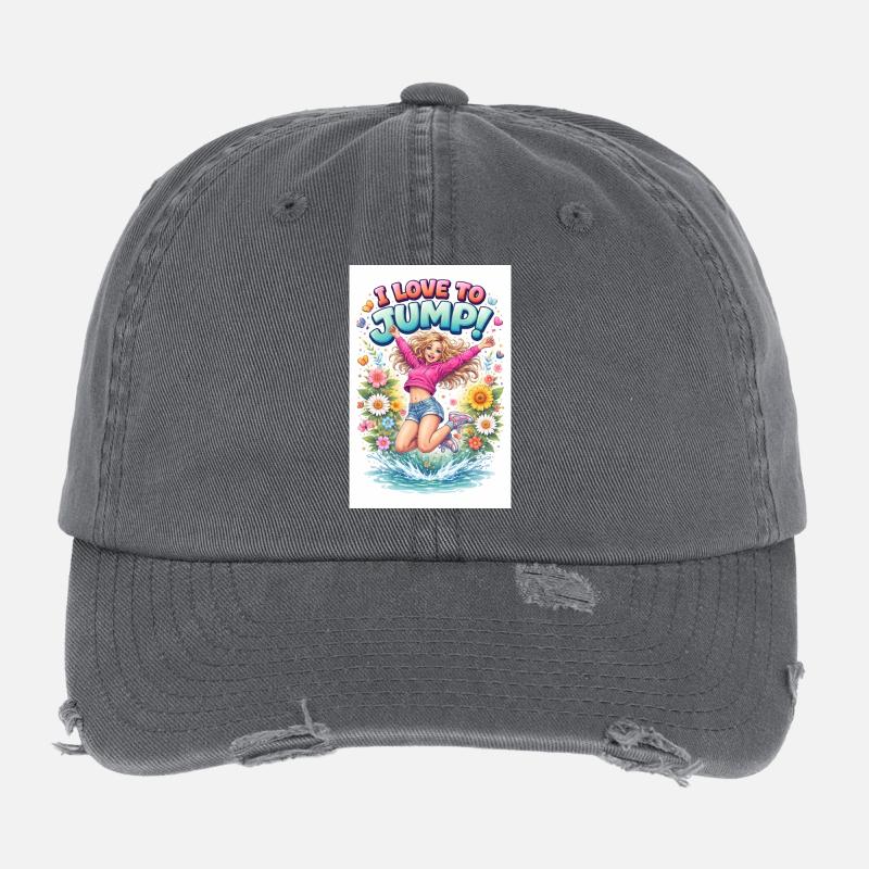 Ich liebe es, florale Freude zu springen Flexfit Vintage Destroyed Cap