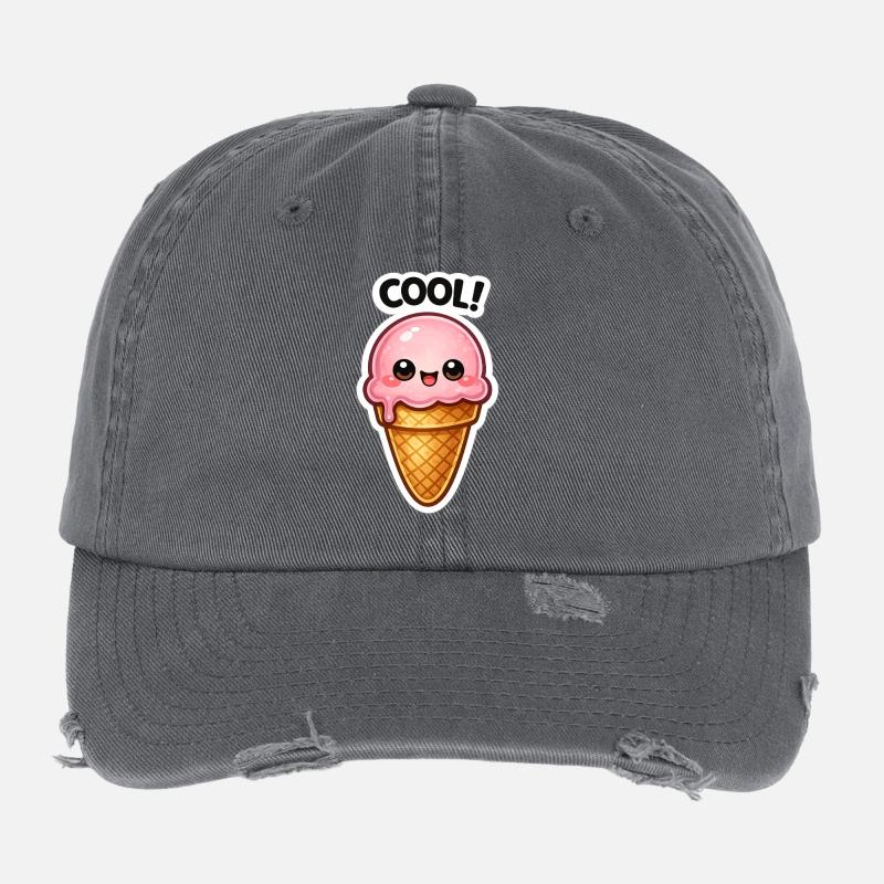 Autocollant de glace Kawaii Casquette vintage effet usé Flexfit