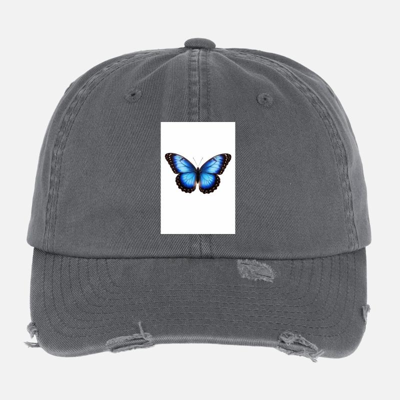 Ailes de papillon bleu Casquette vintage effet usé Flexfit