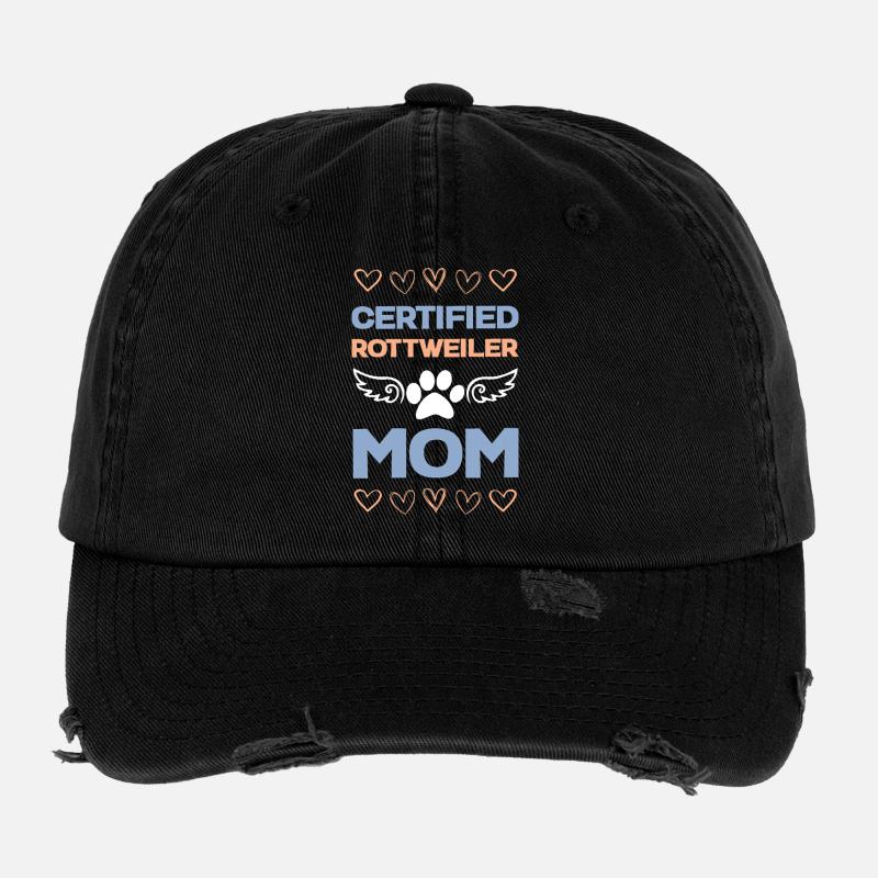 Rottweiler Mom Certified Flexfit Vintage Destroyed Cap