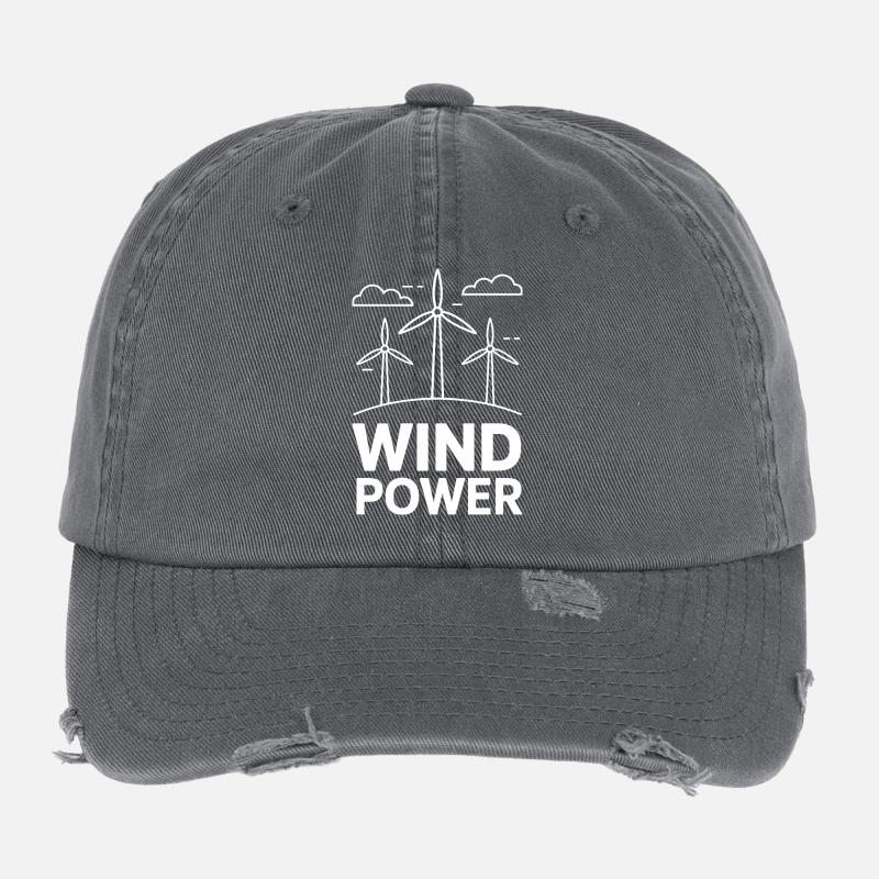 Wind Power Windkraft Erneuerbare Energie Flexfit Vintage Destroyed Cap