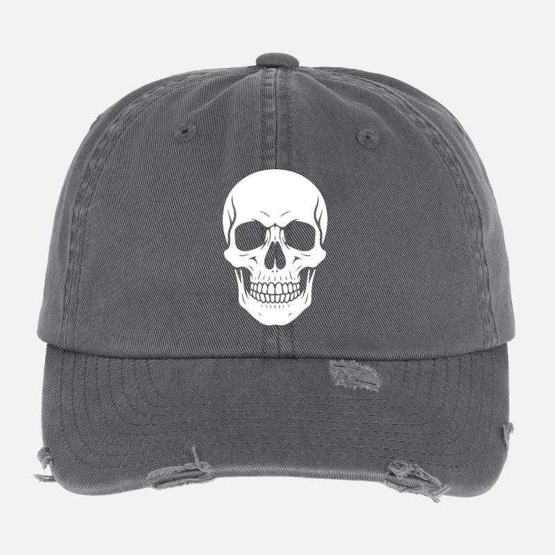 Skull Silhouette Graphic Flexfit Vintage Destroyed Cap