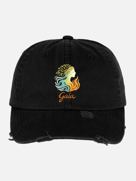 Gaia - Mother Nature - Tree of Life - Flexfit Vintage Destroyed Cap - black - Front