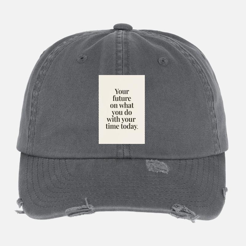 Your future depends minimal serif quote Flexfit Vintage Destroyed Cap