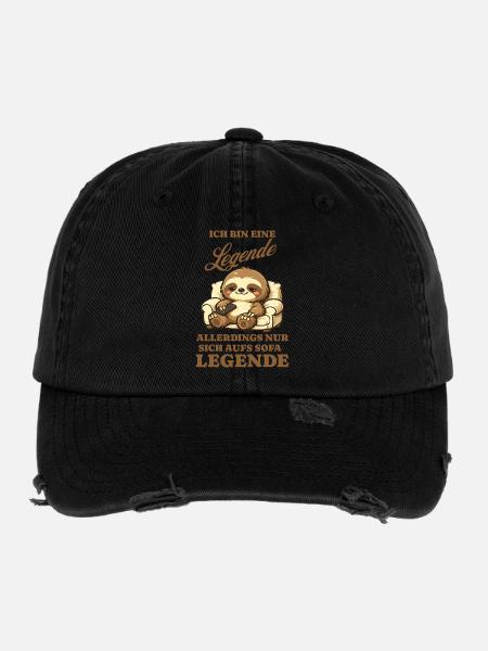 Sloth Series Evening Sofa Saying Funny - Flexfit Vintage Destroyed Cap - black - Front